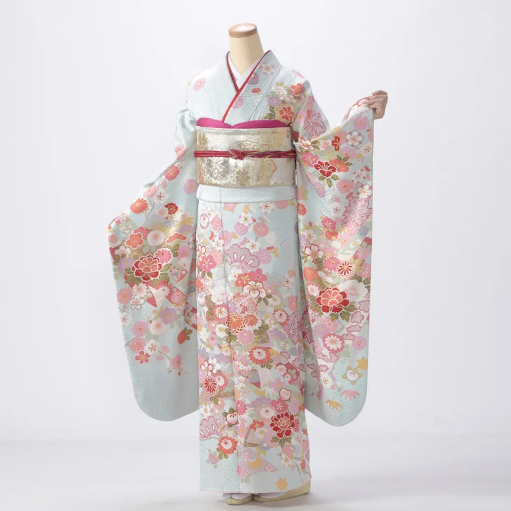 振袖 販売 フルセット Mサイズ 成人式 着物 【青・紺系】【中古】【状態:A】【f0515131】
