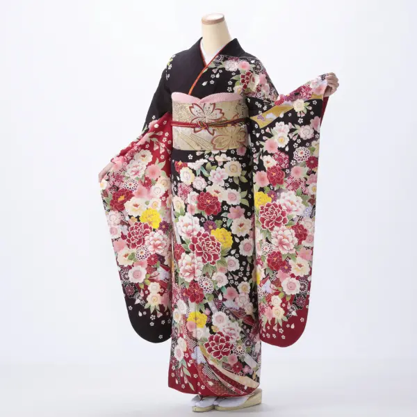 振袖 購入 フルセット Mサイズ 成人式 着物 【茶系】【中古】【状態:A】【f0516070】