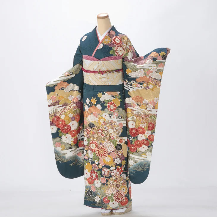 【成人式】振袖 レンタル フルセット Mサイズ 着物 【グリーン系】【f0523181r2】