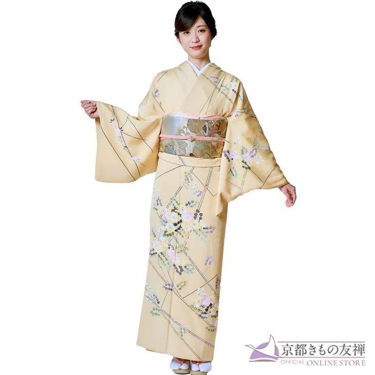 20%OFFクーポン対象 【レンタル】(5泊6日) 訪問着 フルセット 手描き 京加賀友禅 作家 高級訪問着 シルク正絹100％ 黄色 花柄 Mサイズ Lサイズ 手描き京友禅 作家 松本健一 結婚式 お宮参り 披露宴 七五三 入学式 入園式 卒業式 卒園式 お茶会 パーティー 舞台 発表会 母親 ママ ゲスト お呼ばれ【a2211301】