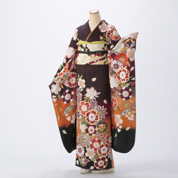 振袖 販売 フルセット Lサイズ 【茶系】【中古】【状態:S】【f0721239】