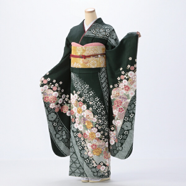 【成人式期間外】振袖 レンタル フルセット Lサイズ ほぼ新品 【グリーン系】【状態:S】【f8022048r】