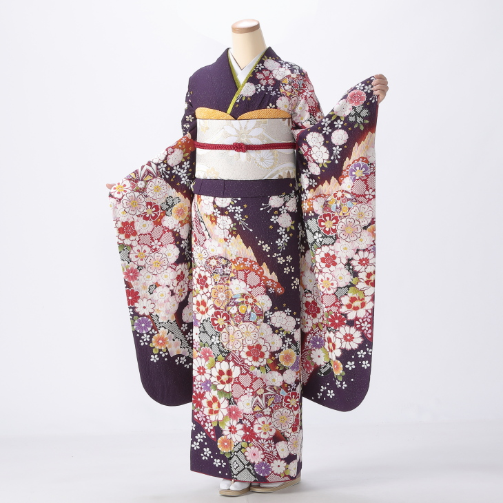 振袖 購入 フルセット Mサイズ 成人式 着物 【紫系】【中古】【状態:A】【f0517037】