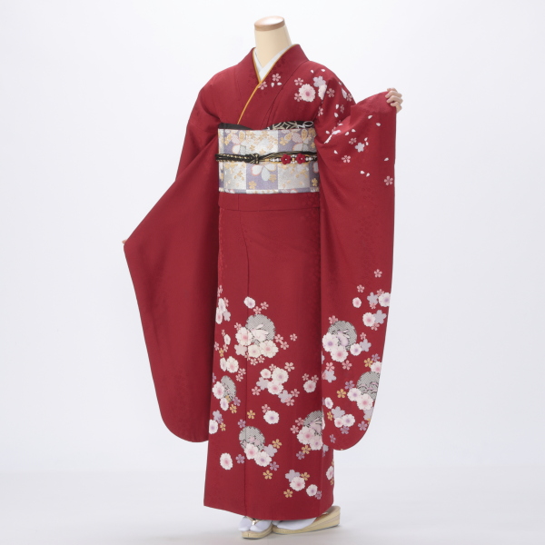 振袖 販売 フルセット Mサイズ 【赤・ワイン系】【中古】【状態:A】【f0214227】